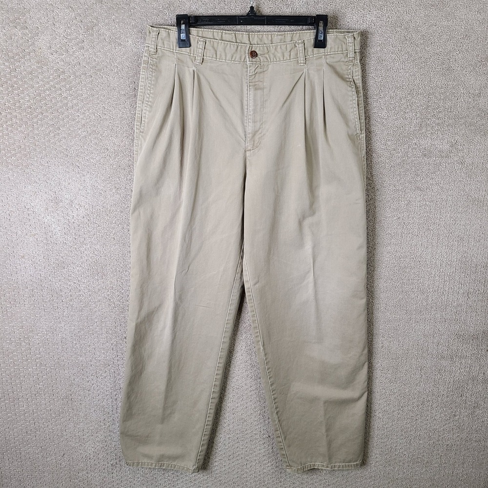 Vintage Dockers Pants Mens 36x31 (34x30) Beige Classic Fit Khaki Pleated Cotton